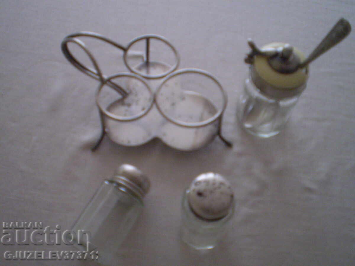 Vintage glass bottles marked ABS 9 spices, silvered - 6