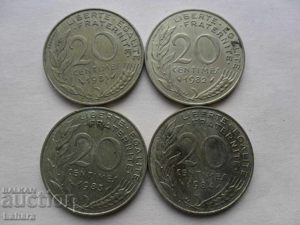 20 santima 1981, 1982, 1983, 1984 g. Franța 20 santima 1981, 1982, 1983, 1984 g. Franța