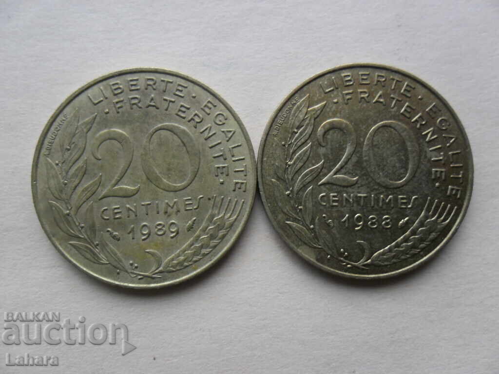 20 λεπτά 1988, 1989 Γαλλία 20 λεπτά 1988, 1989 Γαλλία