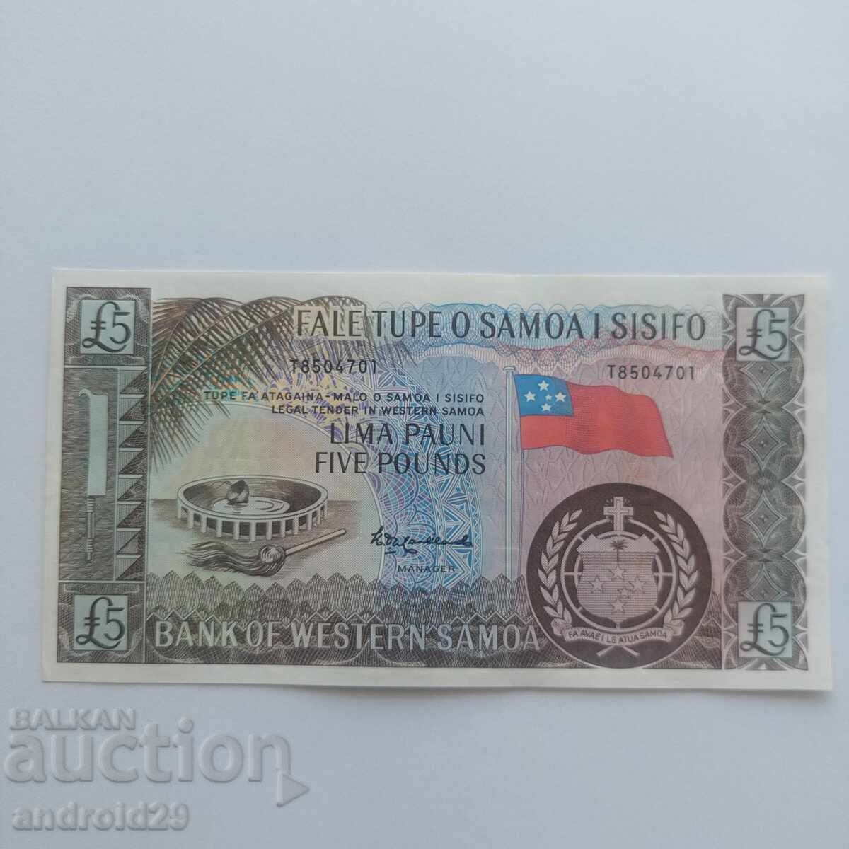 SAMOA DE VEST / WEST SAMOA / 5 lire 2020 /UNC/Bancnotă