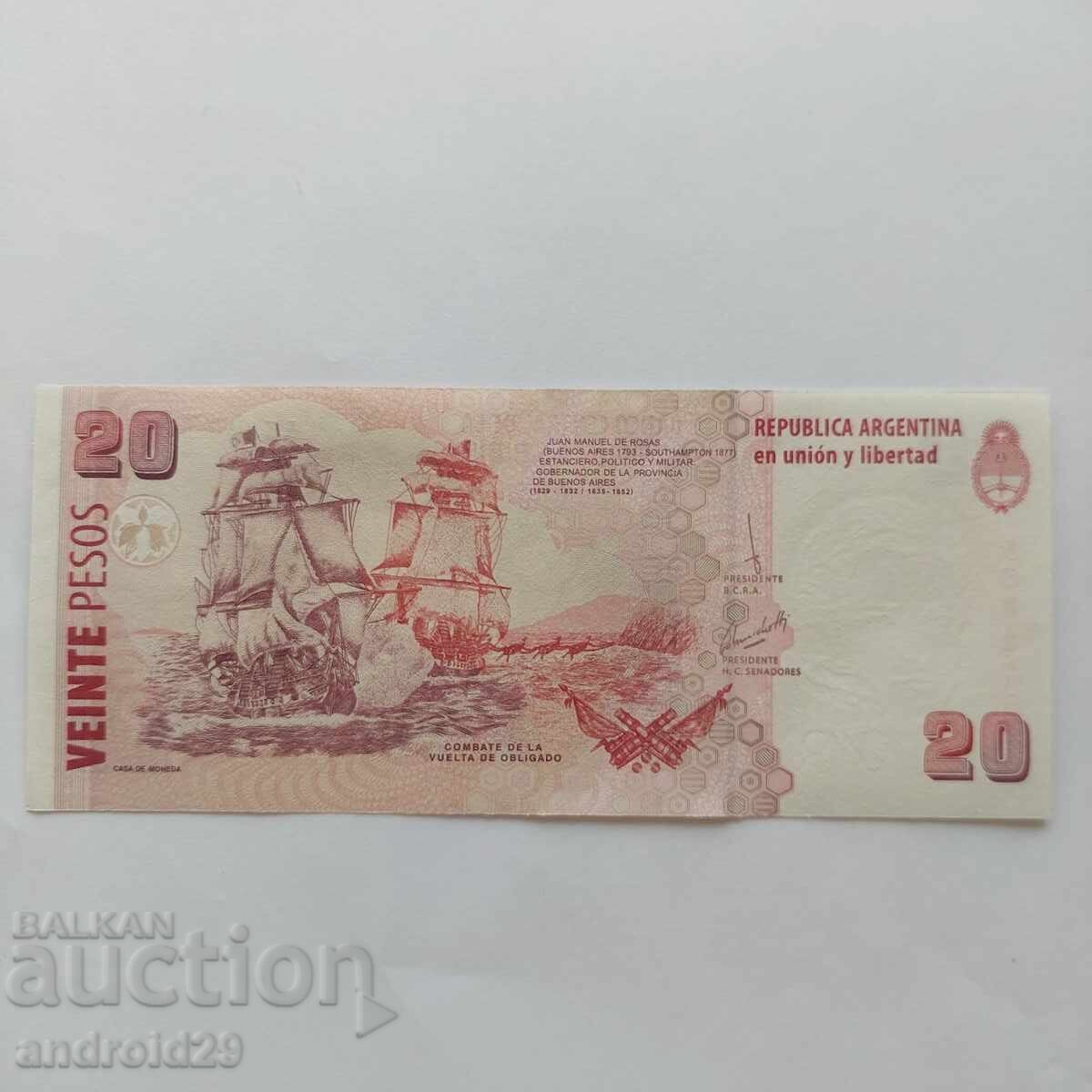 ARGENTINA / ARGENTINA 20 pesos 2018 - Bancnotă UNC cu preț 2.00 BGN | € 1.02