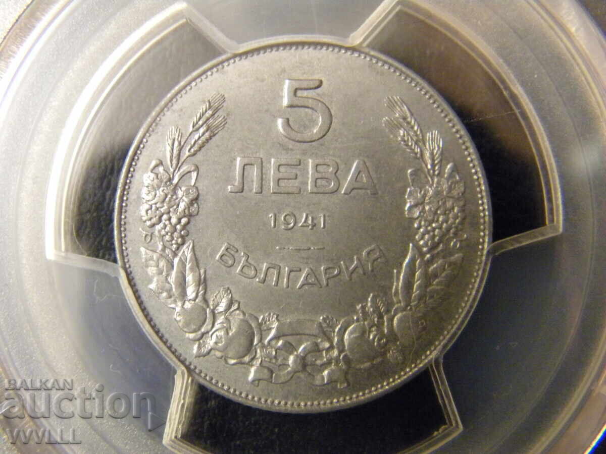 1941 g. 5 λέβα. PCGS MS63