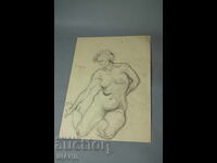 Old Master desen creion erotic nud corp feminin