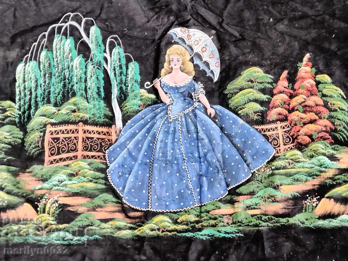 Δημοπρασία Παλιό χειροποίητο ζωγραφισμένο χαλί τοίχου 120/68 εκ. χαλί τάπητας