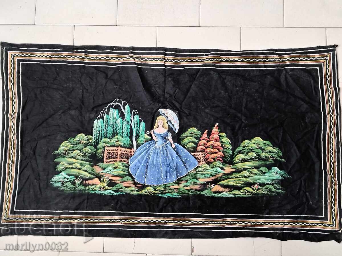 Παλιό χειροποίητο ζωγραφισμένο χαλί τοίχου 120/68 εκ. χαλί τάπητας