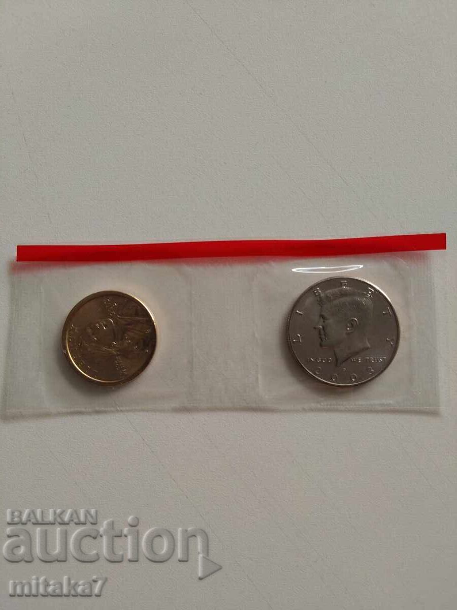 Lot of 1/2 and 1 dollar 2003, USA Lot of 1/2 and 1 dollar 2003, USA