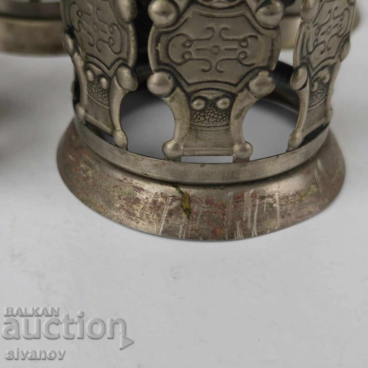 Стар комплект от 5 подстакани стакани сервиз СССР #5947 - 5