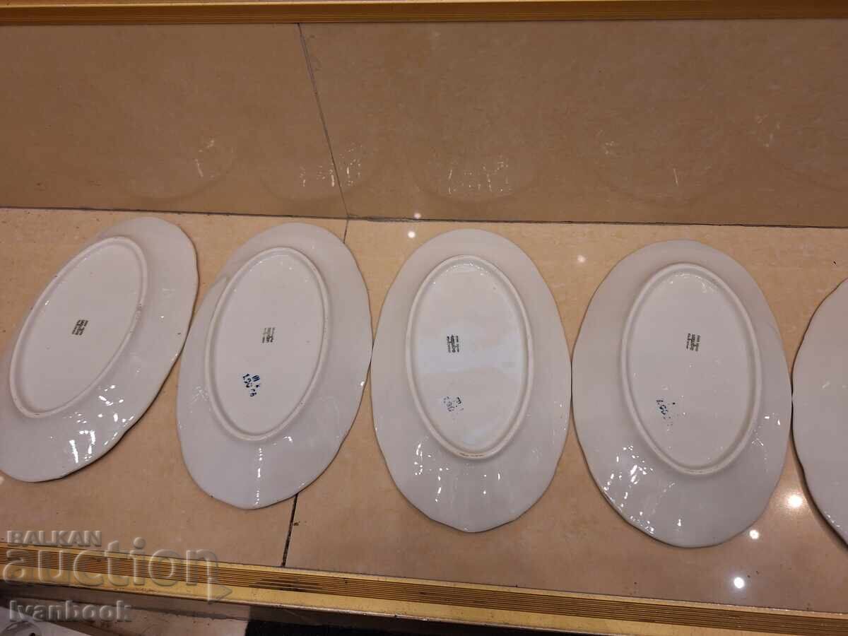 Πορσελάνινες πιατέλες 5τμχ ρετρό σοσιαλ - 5