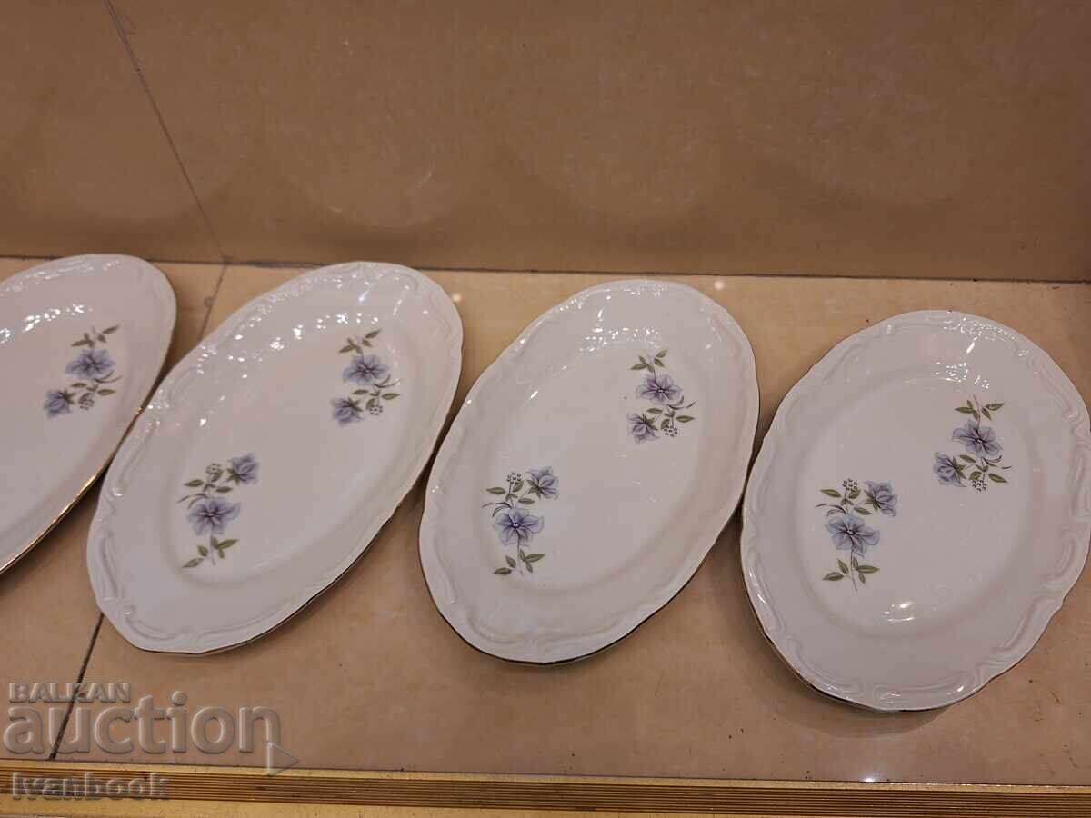 Πορσελάνινες πιατέλες 5τμχ ρετρό σοσιαλ