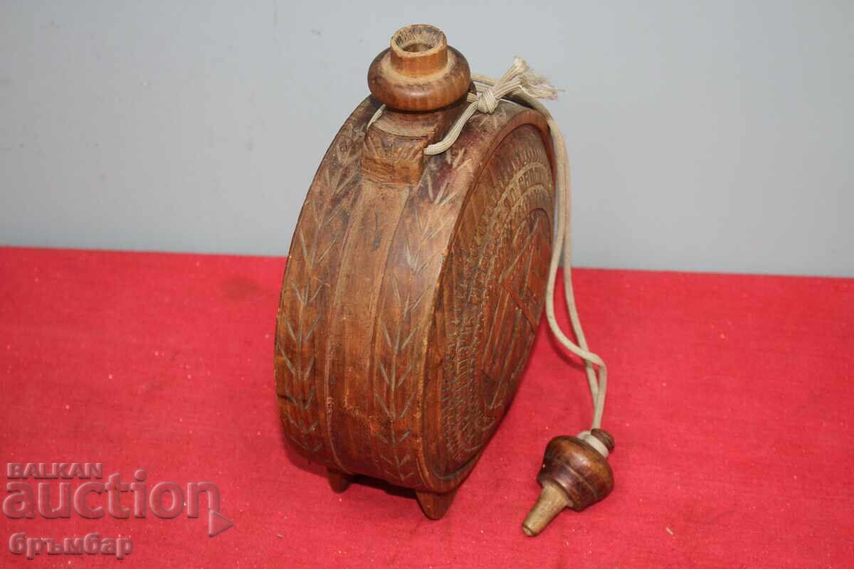 Παλιά, μοναδική ξυλόγλυπτη φιάλη (μπουκάλι) - 7