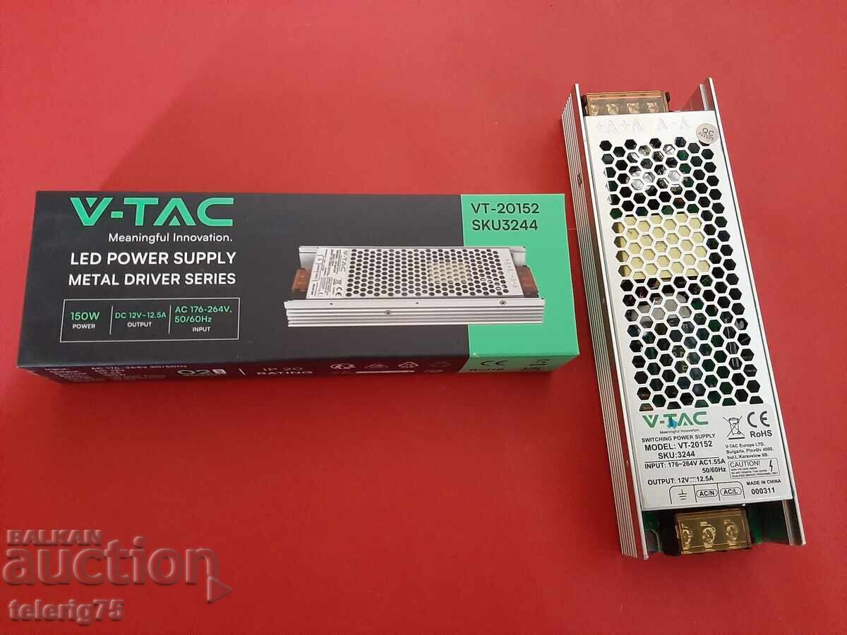 Τροφοδοτικό V-TAC για LED ταινίες 150W,12.5A,12V