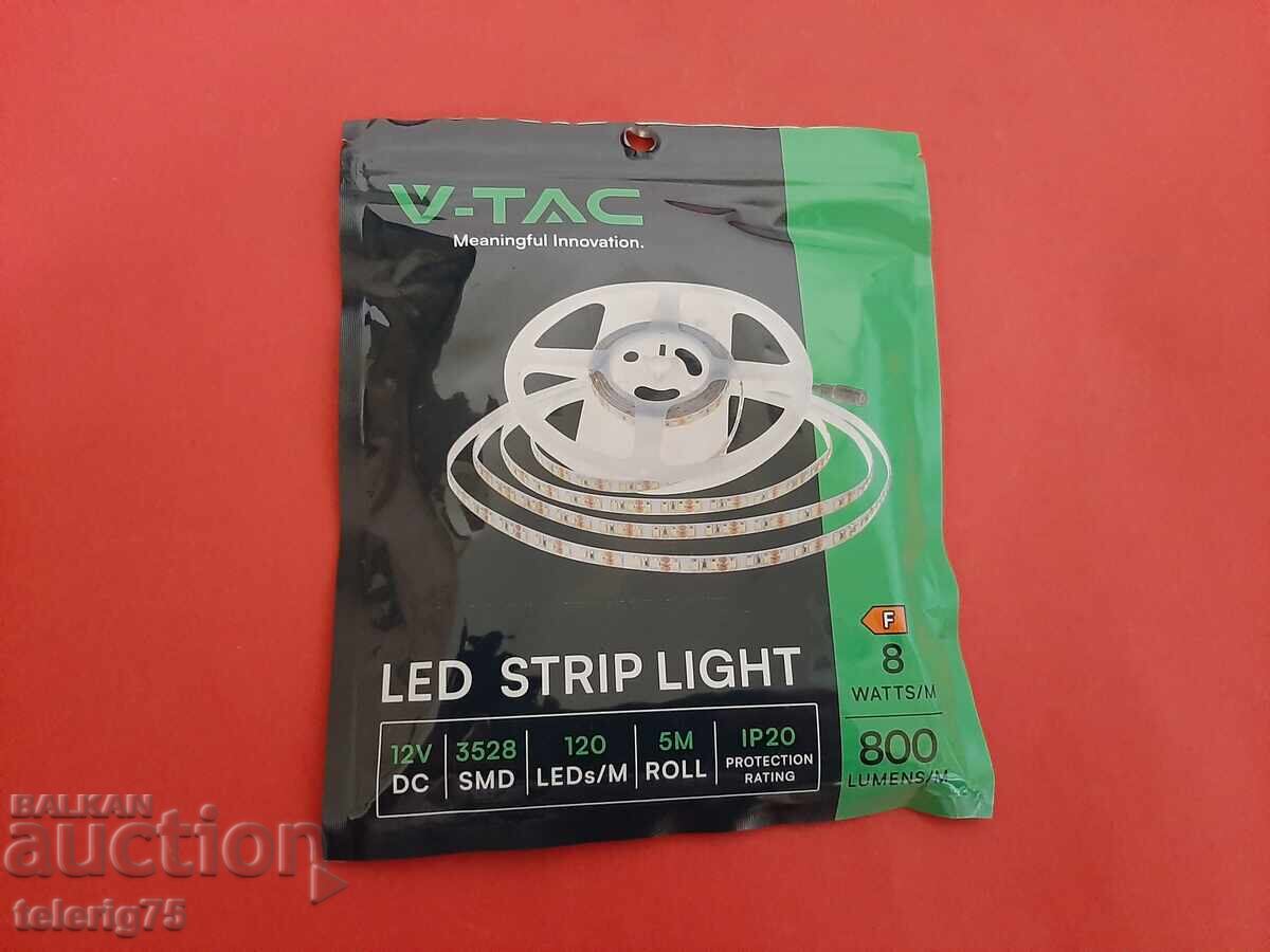 LED Strip V-TAC - 8W/m, 12V, 3000K, 800lm