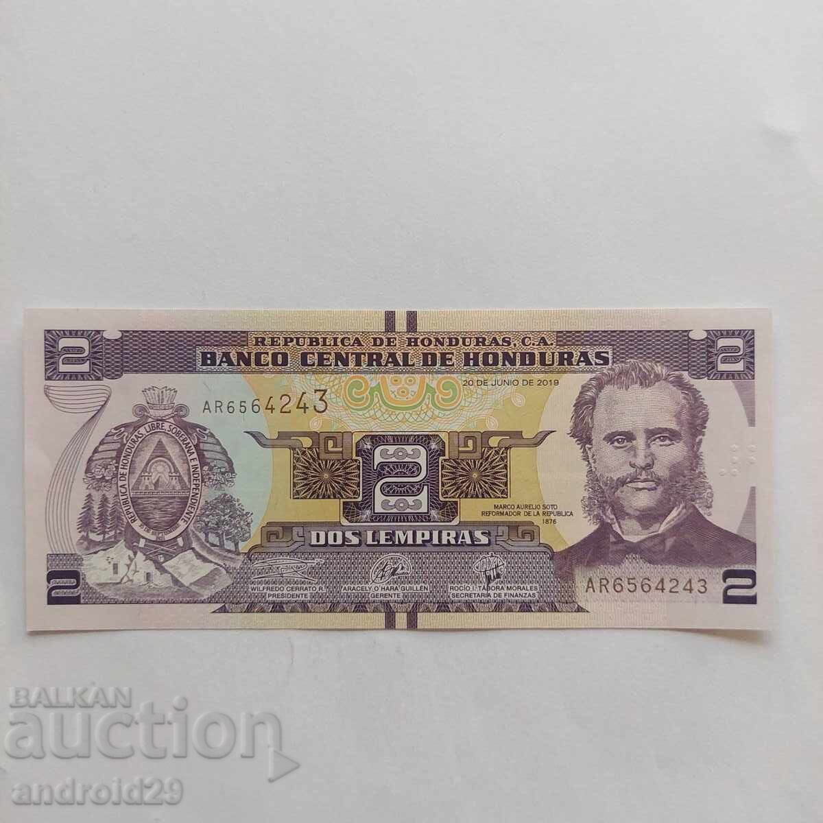 HONDURAS / HONDURAS 2 Lempira 2019 - Bancnotă UNC