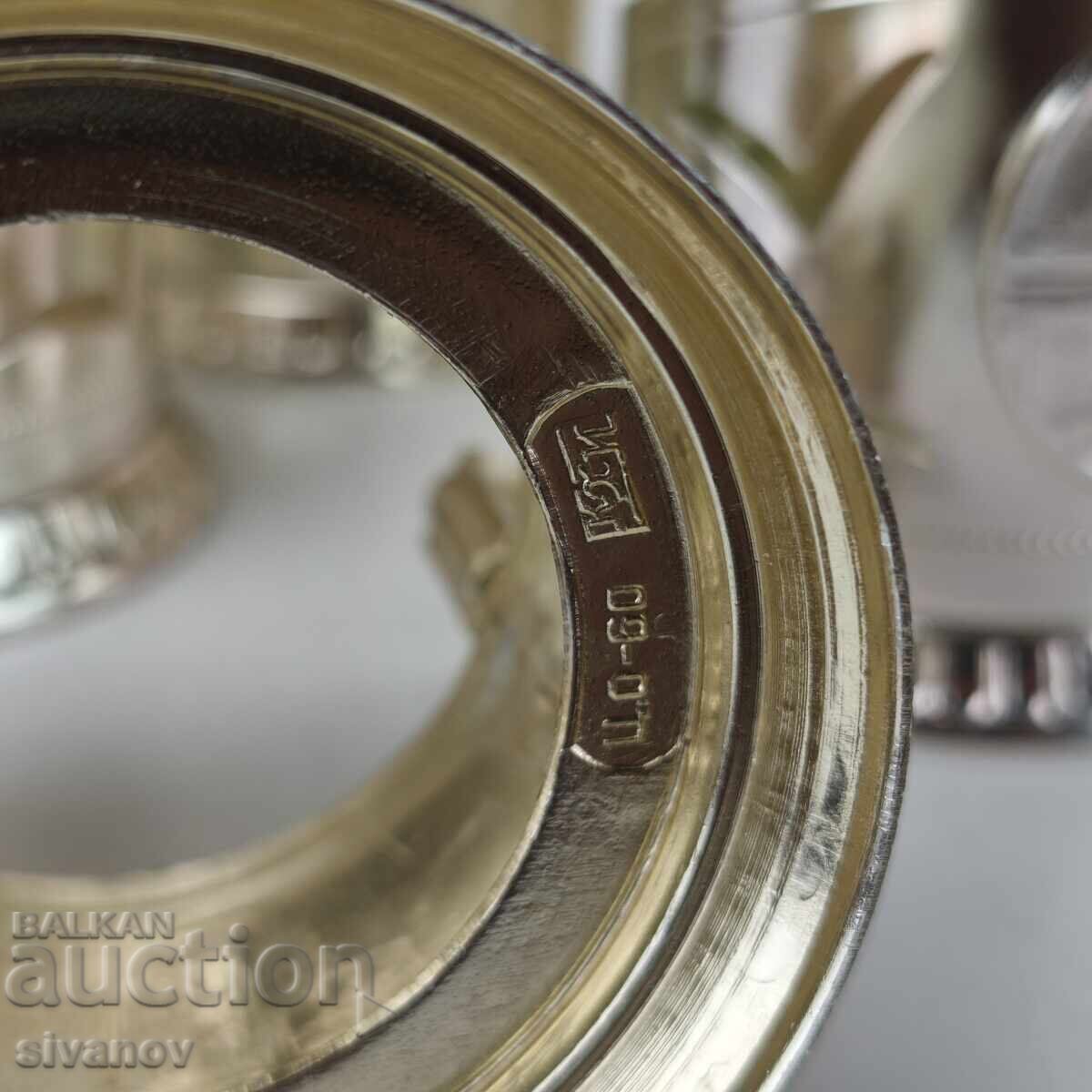 Starter set of 6 glass coasters service USSR #5948 - 5 Starter set of 6 glass coasters service USSR #5948 - 5