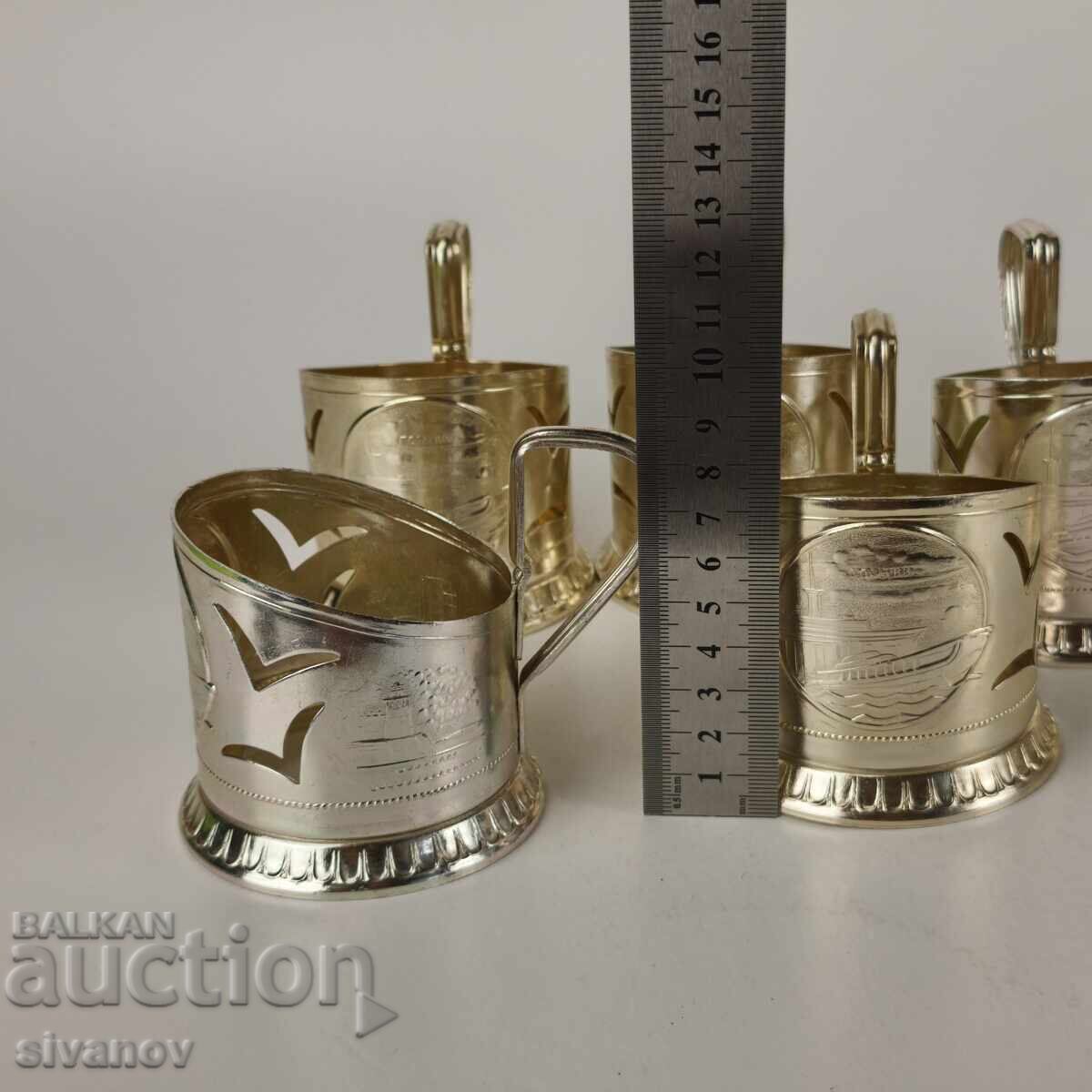 Starter set of 6 glass coasters service USSR #5948 - 6 Starter set of 6 glass coasters service USSR #5948 - 6