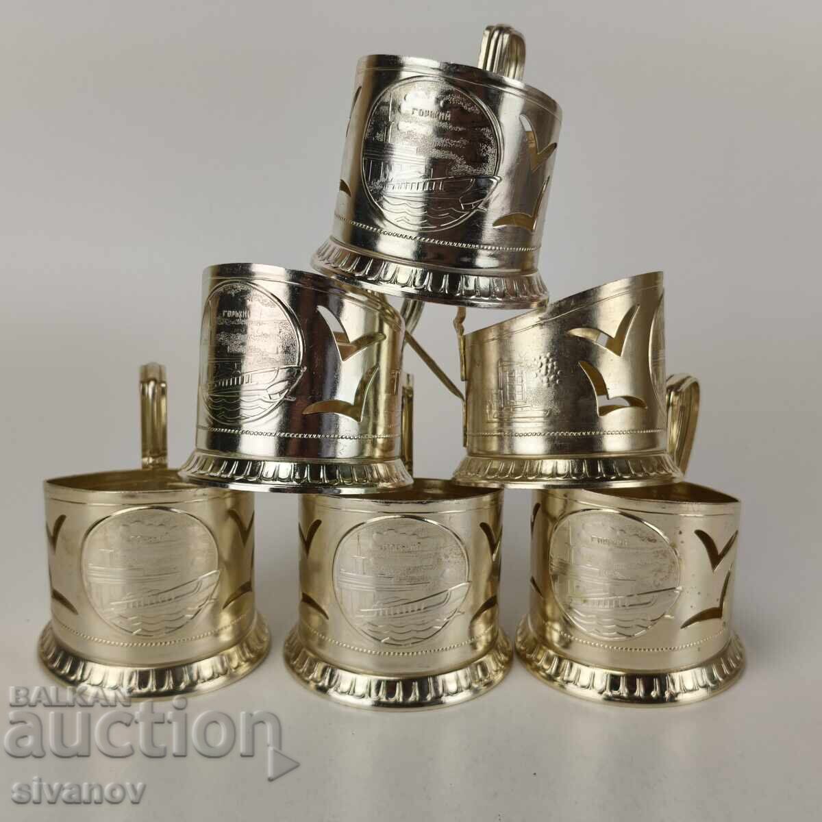 Starter set of 6 glass coasters service USSR #5948 Starter set of 6 glass coasters service USSR #5948