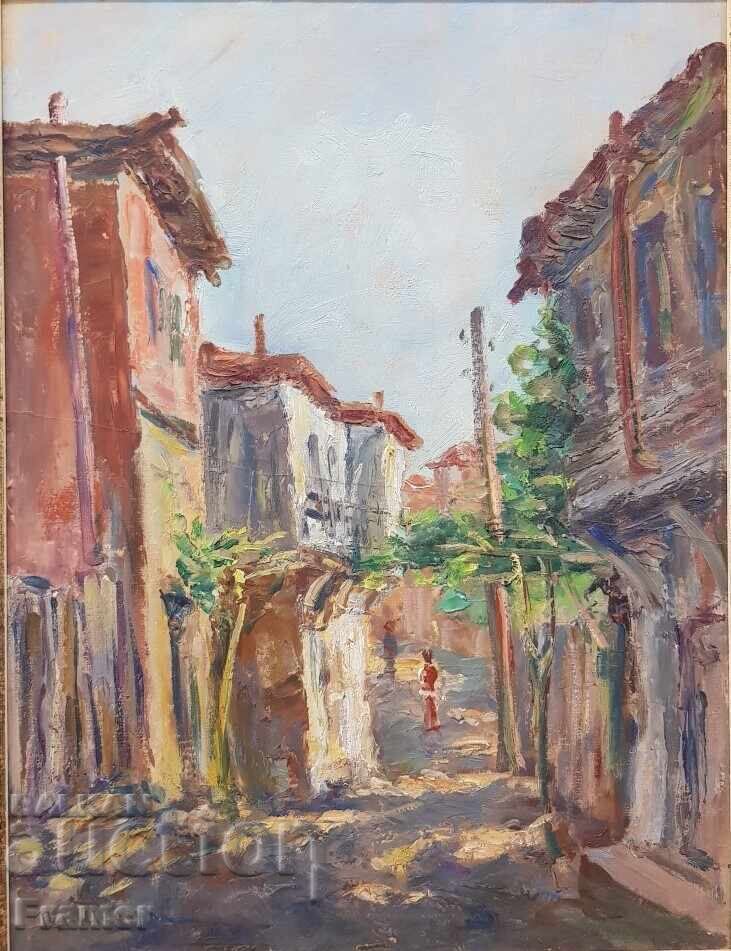Pavel Todorov 1894-1989 Street in Nessebar 1940s with price 865.00 BGN | € 442.27