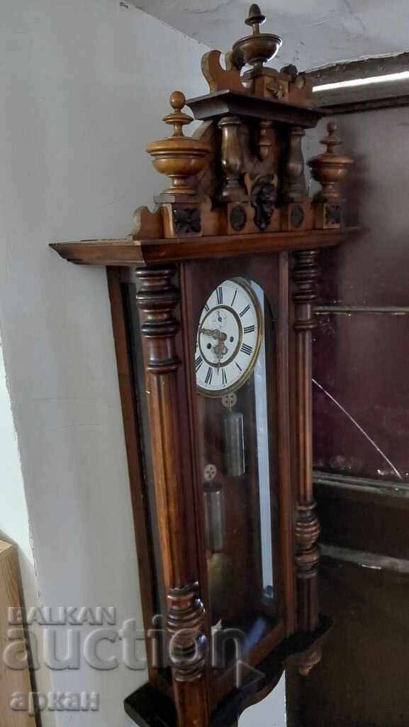 Μασίφ επιτοίχιο μηχανικό ρολόι - τέλη του 19ου αιώνα με βαρίδια - 5 Μασίφ επιτοίχιο μηχανικό ρολόι - τέλη του 19ου αιώνα με βαρίδια - 5