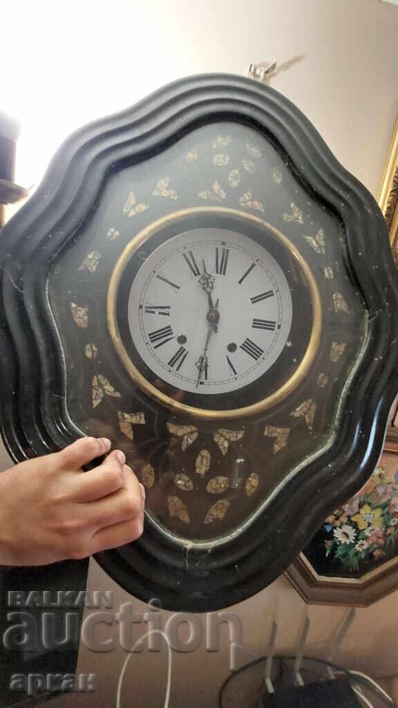 Стенен часовник -края на XIX век ....седеф и орнаменти - 6
