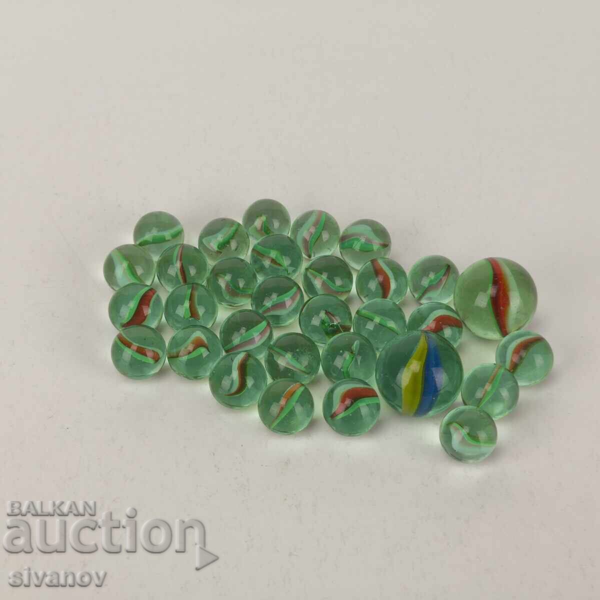 Lot de 31 de bile de sticlă vechi pentru joc #5956