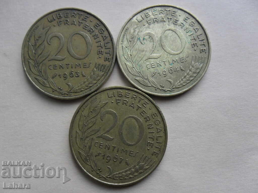 20 сантима 1963 , 1964 , 1967 г. Франция