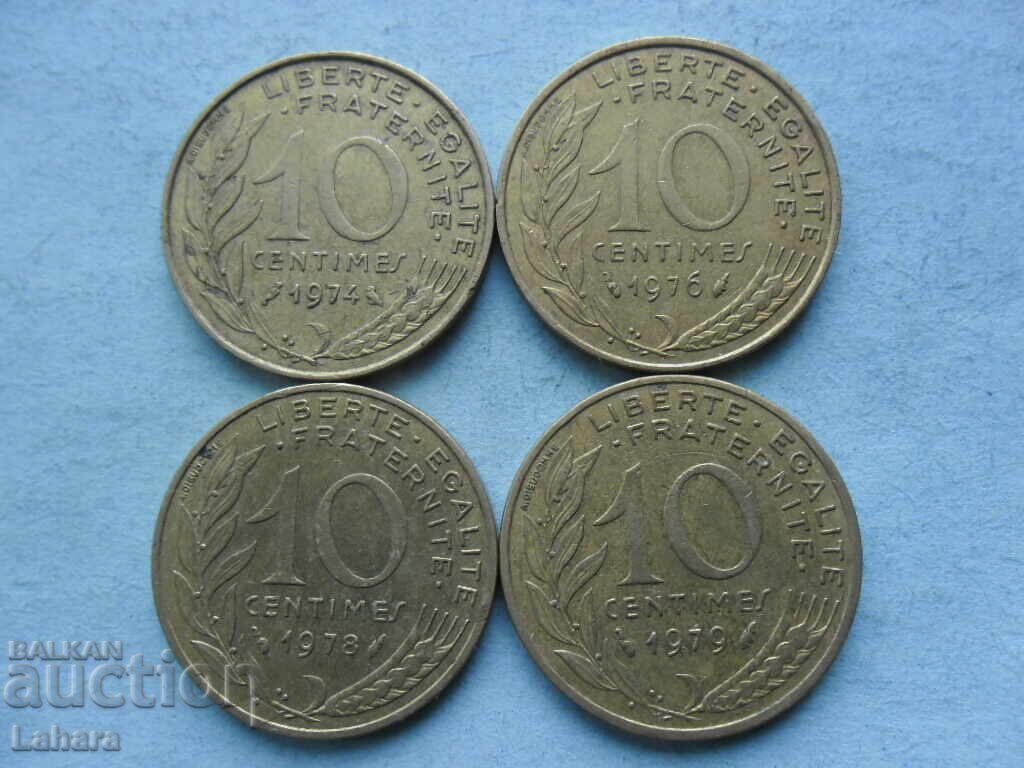 10 λεπτά 1974, 1976, 1978, 1979 g. Γαλλία