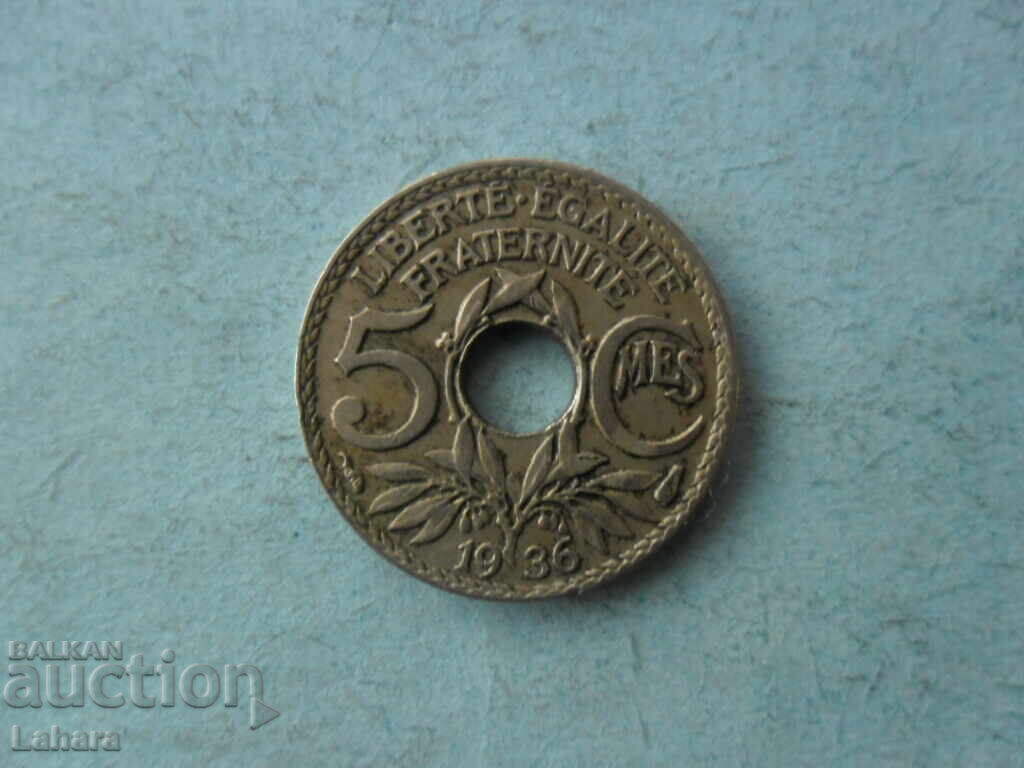 5 centimes 1936. France