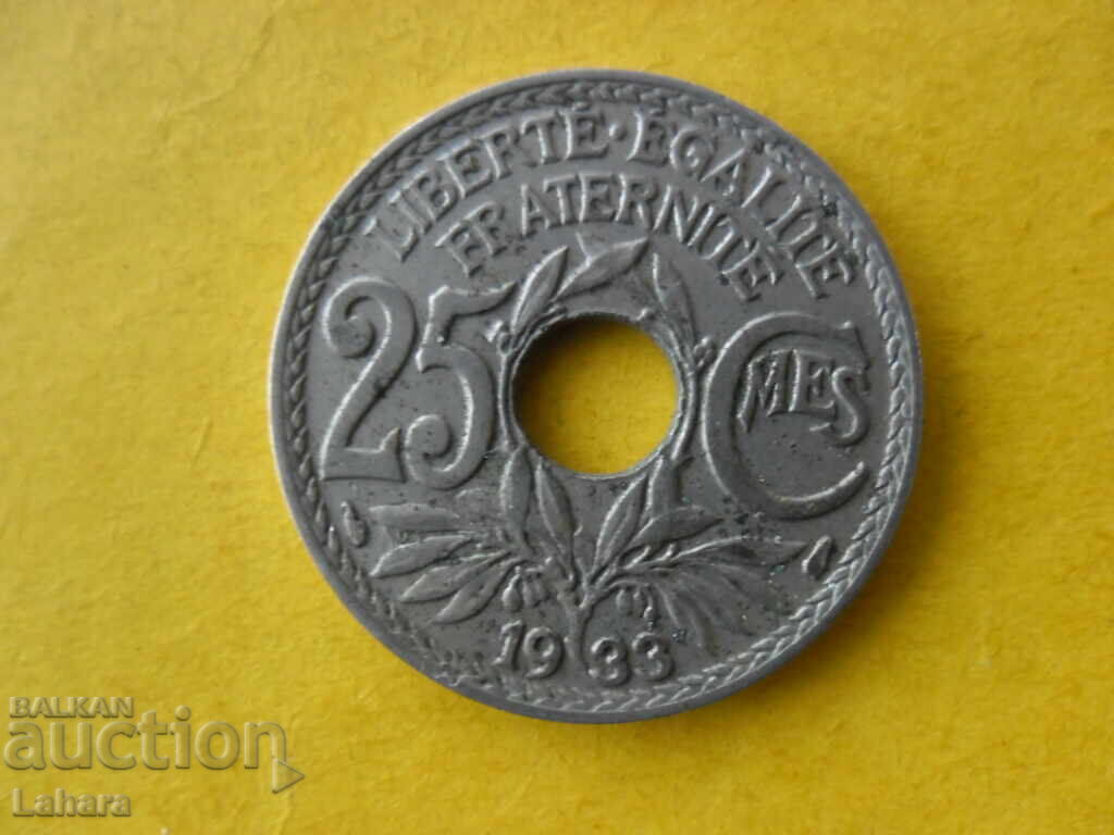 25 centimes 1933 France