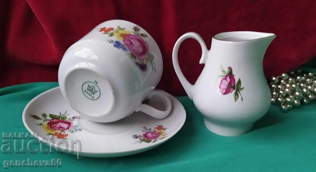 Licitație Cana de cafea și latieră retro - KAHLA Licitație Cana de cafea și latieră retro - KAHLA