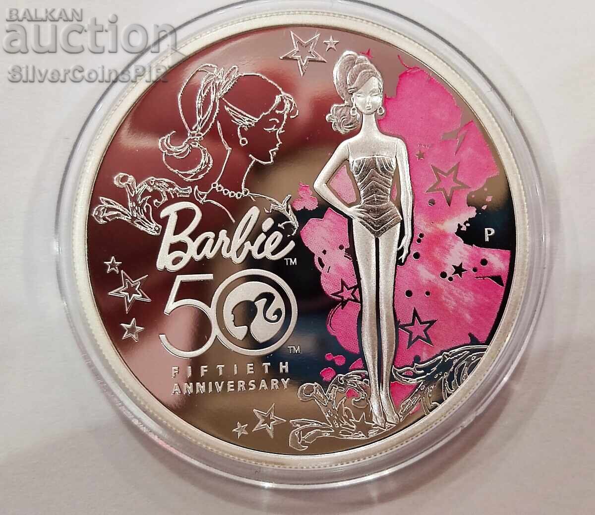Silver 50g. Barbie Doll 2009 Colored Tuvalu Silver 50g. Barbie Doll 2009 Colored Tuvalu