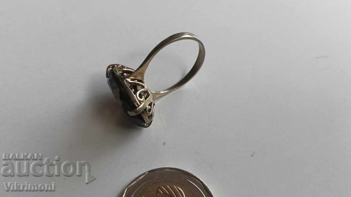 Ring, brown faceted quartz, gold plating, silver, markings with price 100.00 BGN | € 51.13 Ring, brown faceted quartz, gold plating, silver, markings with price 100.00 BGN | € 51.13