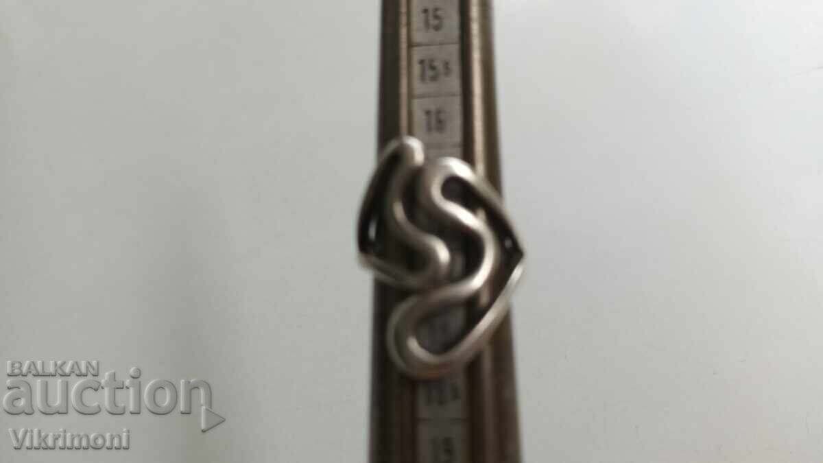 Licitație Inel 2 inimi, argint, marcaje