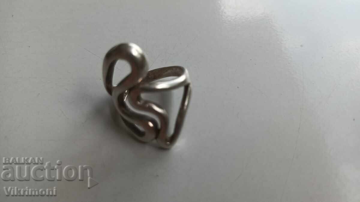 Inel 2 inimi, argint, marcaje