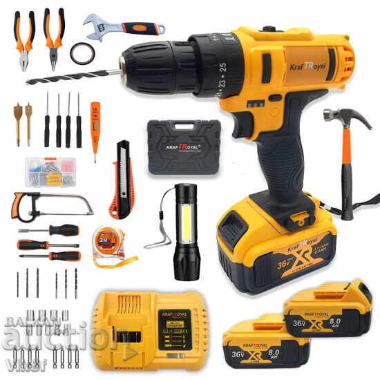 Cordless Screwdriver KRAFT Royal 36V + 111 pieces with price 88.50 BGN | € 45.25
