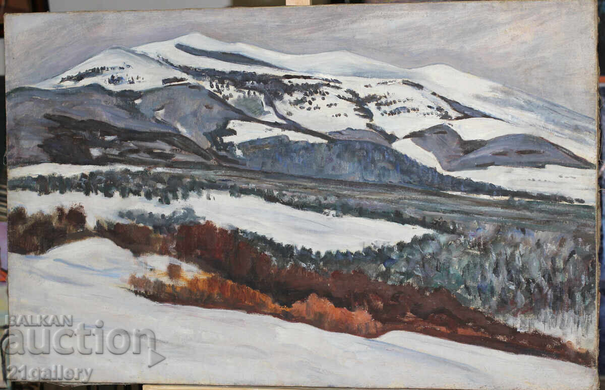 Аукцион Зимен пейзаж,  маслени бои