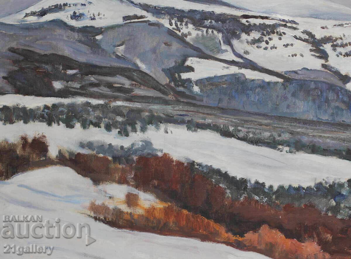 Зимен пейзаж,  маслени бои - 5