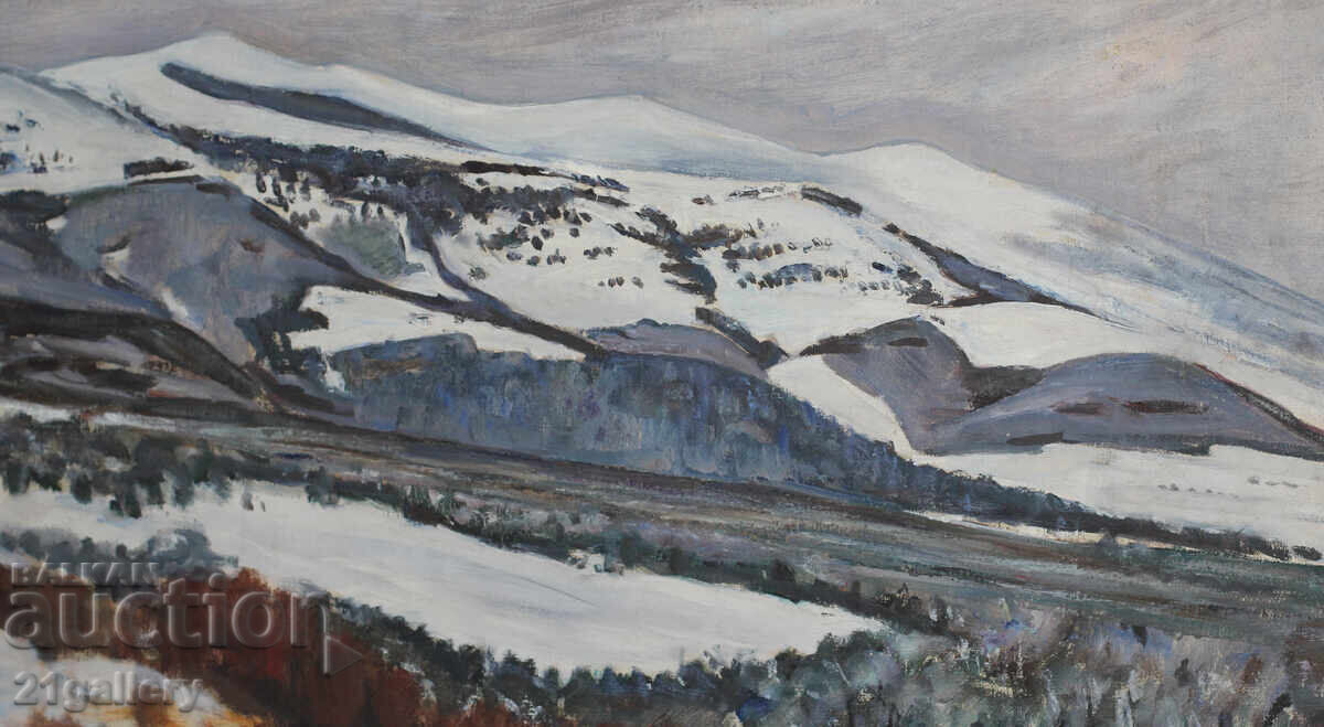 Зимен пейзаж,  маслени бои - 6