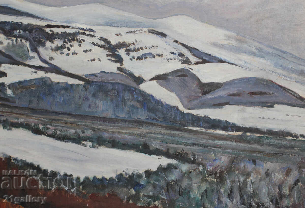Зимен пейзаж,  маслени бои - 7