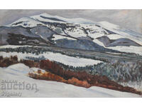 Winter landscape, oil paints