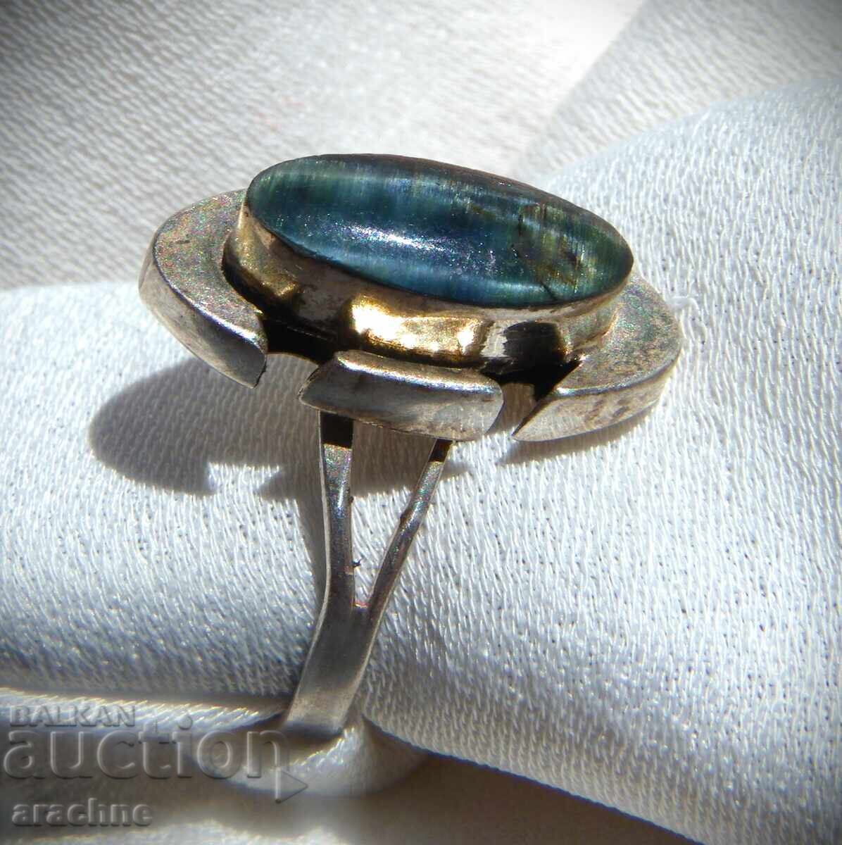 Δημοπρασία Ασημένιο, χειροποίητο σχεδιαστικό δαχτυλίδι με λαμπραδορίτη, Μεξικό