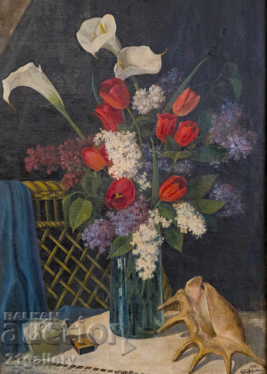 Livrarea Vasil Todorov (1893 - 1977), ulei pe pânză, natură statică