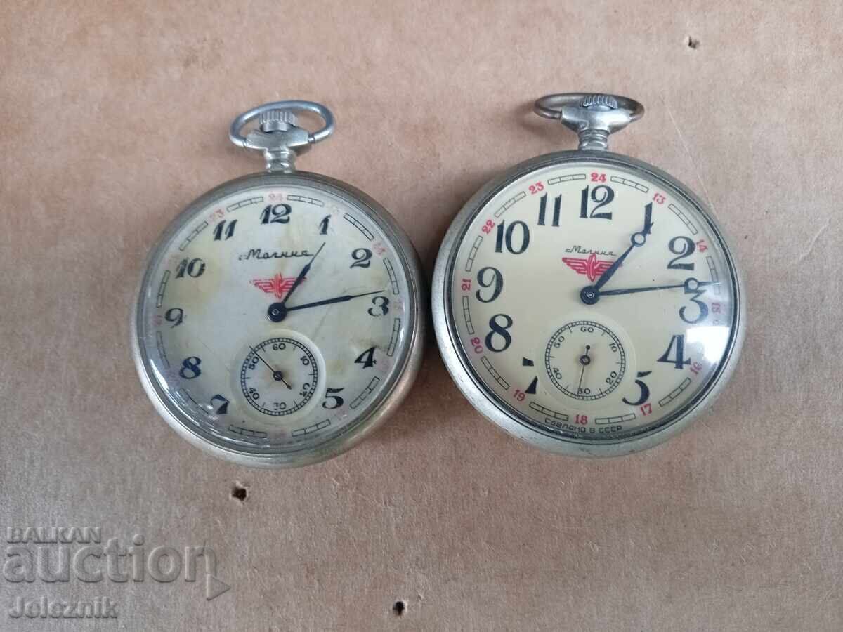 2×Ceasuri de buzunar Molnia Locomotiv - Funcționează 2×Ceasuri de buzunar Molnia Locomotiv - Funcționează