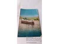 Postcard Ohrid Lake with a motor