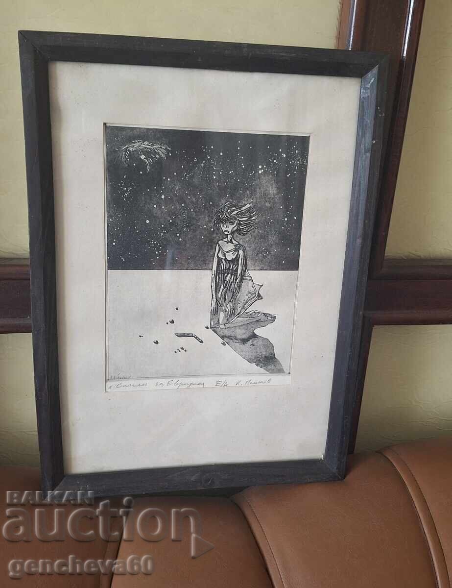 Litoografie originală „Eurydice” K. Penkov - 7