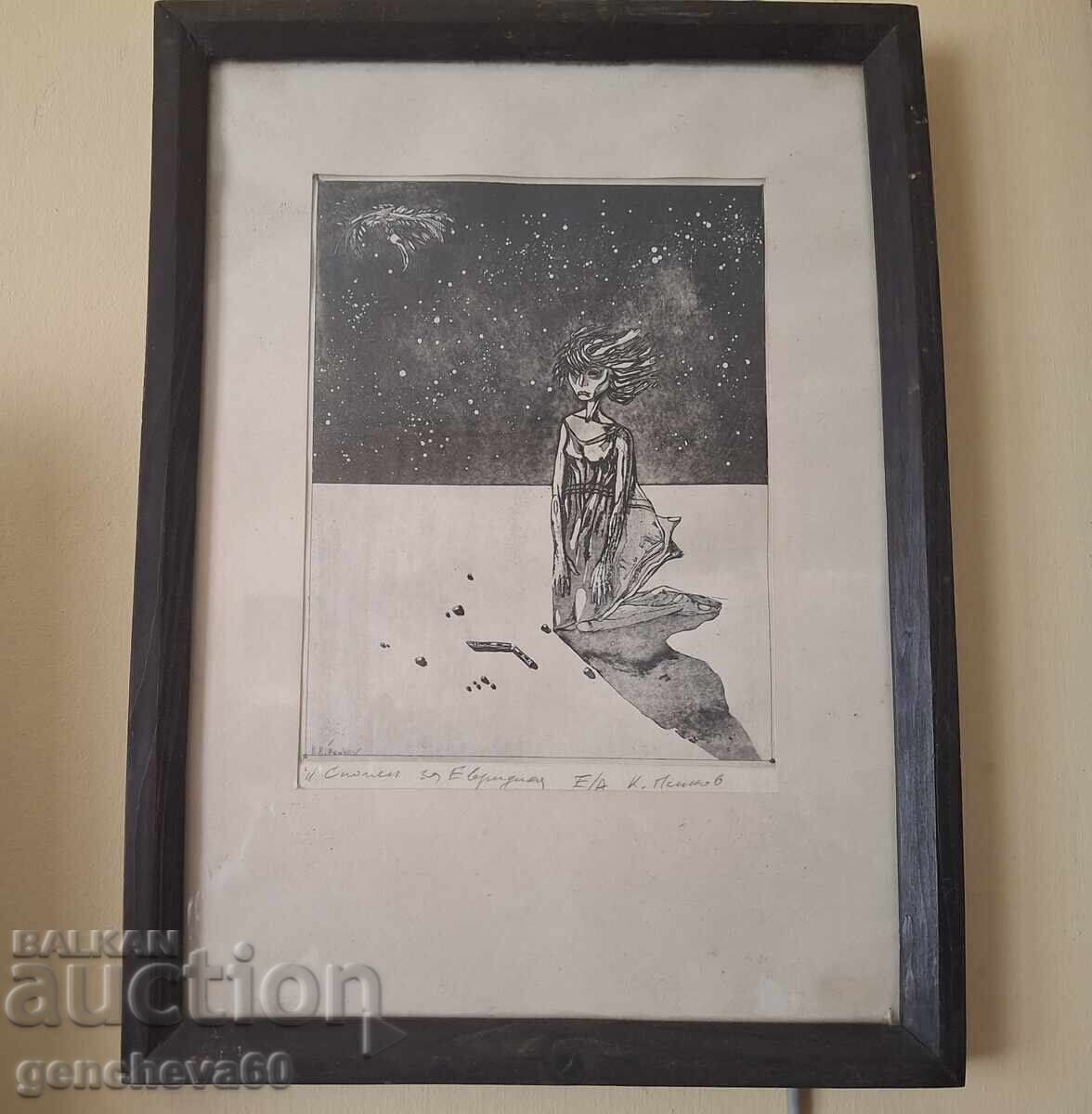 Litoografie originală „Eurydice” K. Penkov