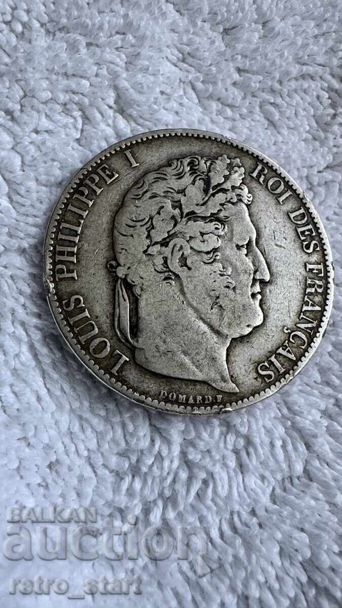 Аукцион 5 FRANCS  1844. Louis Philippe l Сребро