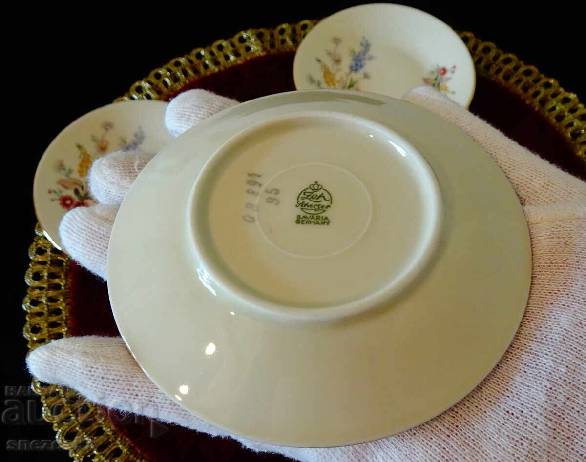 Δημοπρασία Πιάτα βαυαρικής πορσελάνης, χρυσός, λουλούδια, 5 τεμάχια