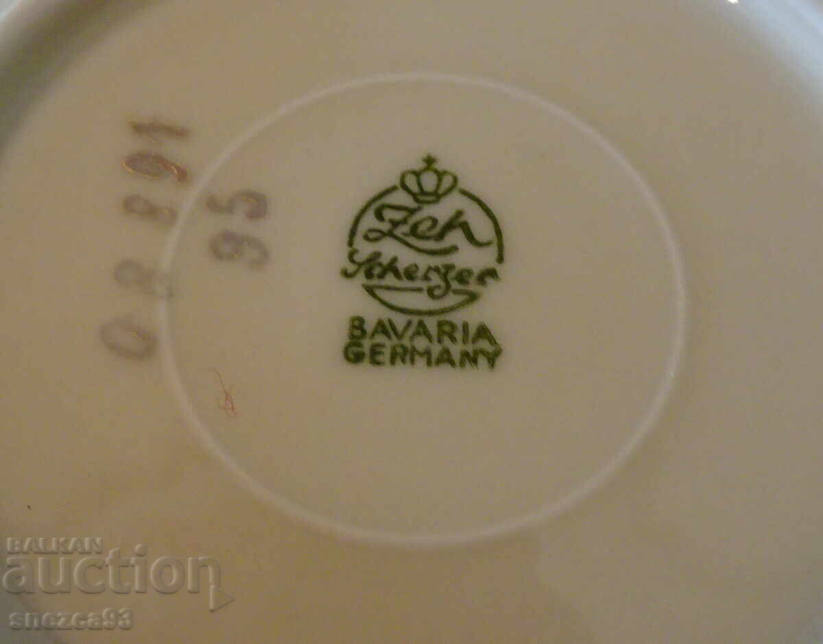 Παράδοση Πιάτα βαυαρικής πορσελάνης, χρυσός, λουλούδια, 5 τεμάχια