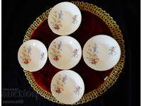 Πιάτα βαυαρικής πορσελάνης, χρυσός, λουλούδια, 5 τεμάχια