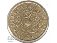 Italy - 200 Lire - 1994 R - KM#164 - Arm of Carabinieri